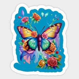 ROSES AND BUTTERFLY Sticker